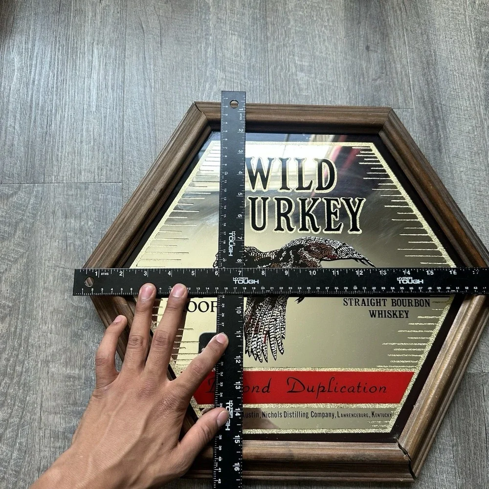 RARE NICE VINTAGE WILD TURKEY KENTUCKY STRAIGHT BOURBON WHISKEY MIRROR SIGN